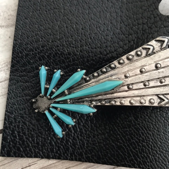 Free People Turquoise Flower Hair Clip Barrette - Picture 5 of 6